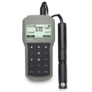 Dissolved oxygen meter Hanna Instruments HI-98193 measuring range 0 – 50mmg/l, ppm, polargraphic sensor, 4m cable, supplied with field kit