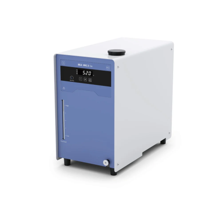 Recirculating chiller IKA HRC 2 Lite 0.4 kW cooling capacity, temperature range -10 to 100°C, 18 l/min pump flow rate, 0.35 bar maximum pressure, +/- 0.1°C stability, 2.5l tank capacity, with digital control, single phase.